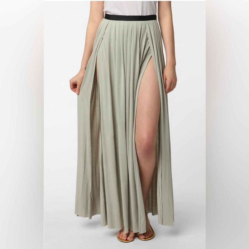 Ecote Double Slit Grey Maxi A-Line Skirt Size 6 EUC